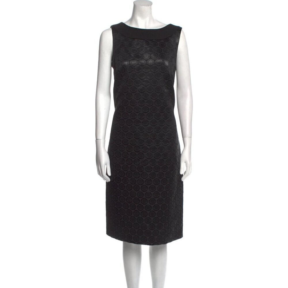 Tory Burch Brylyn Dress Black Metallic Textured Circle Print‎ Cocktail A-Line 0